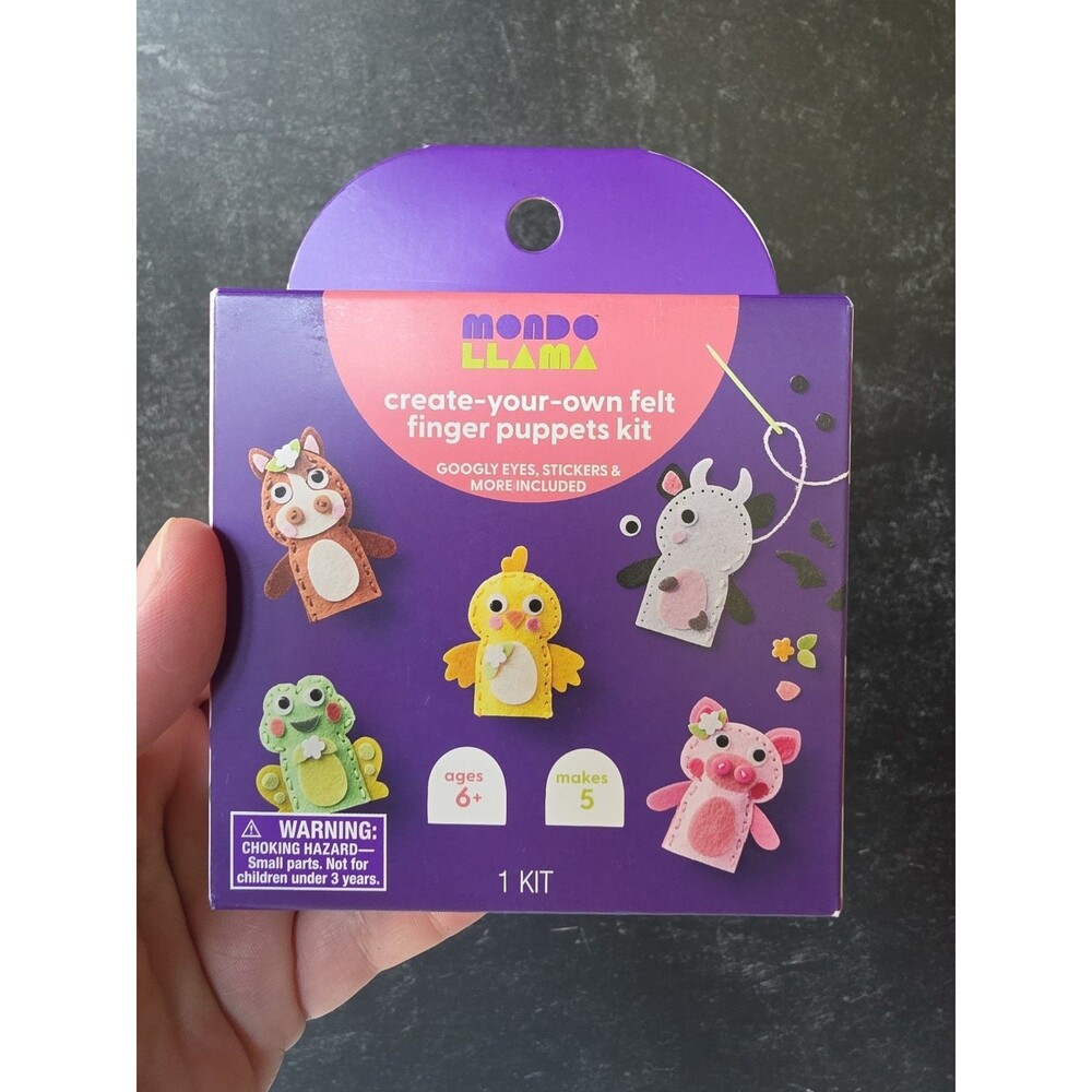 Mondo Llama Create-your-own Felt Finger Puppets Kit New